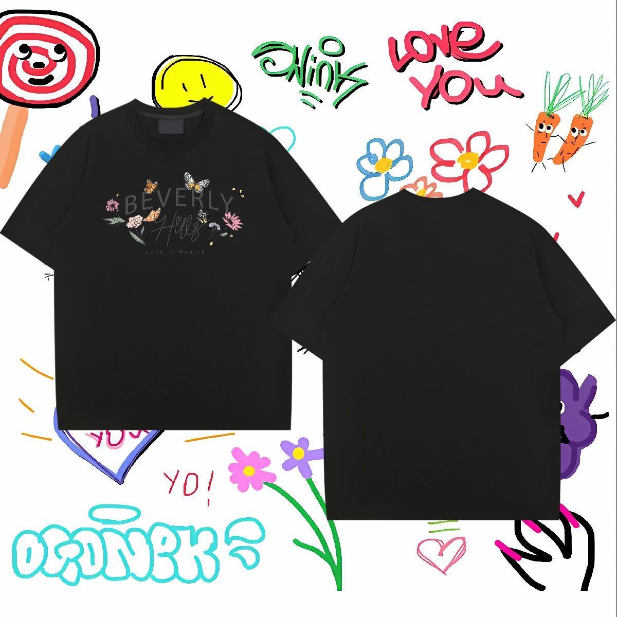 Classic T-Shirts 230g Cotton Butterfly Street Polos Breathable Crew Neck TOP Quality Tshirt for Man Woman Anime