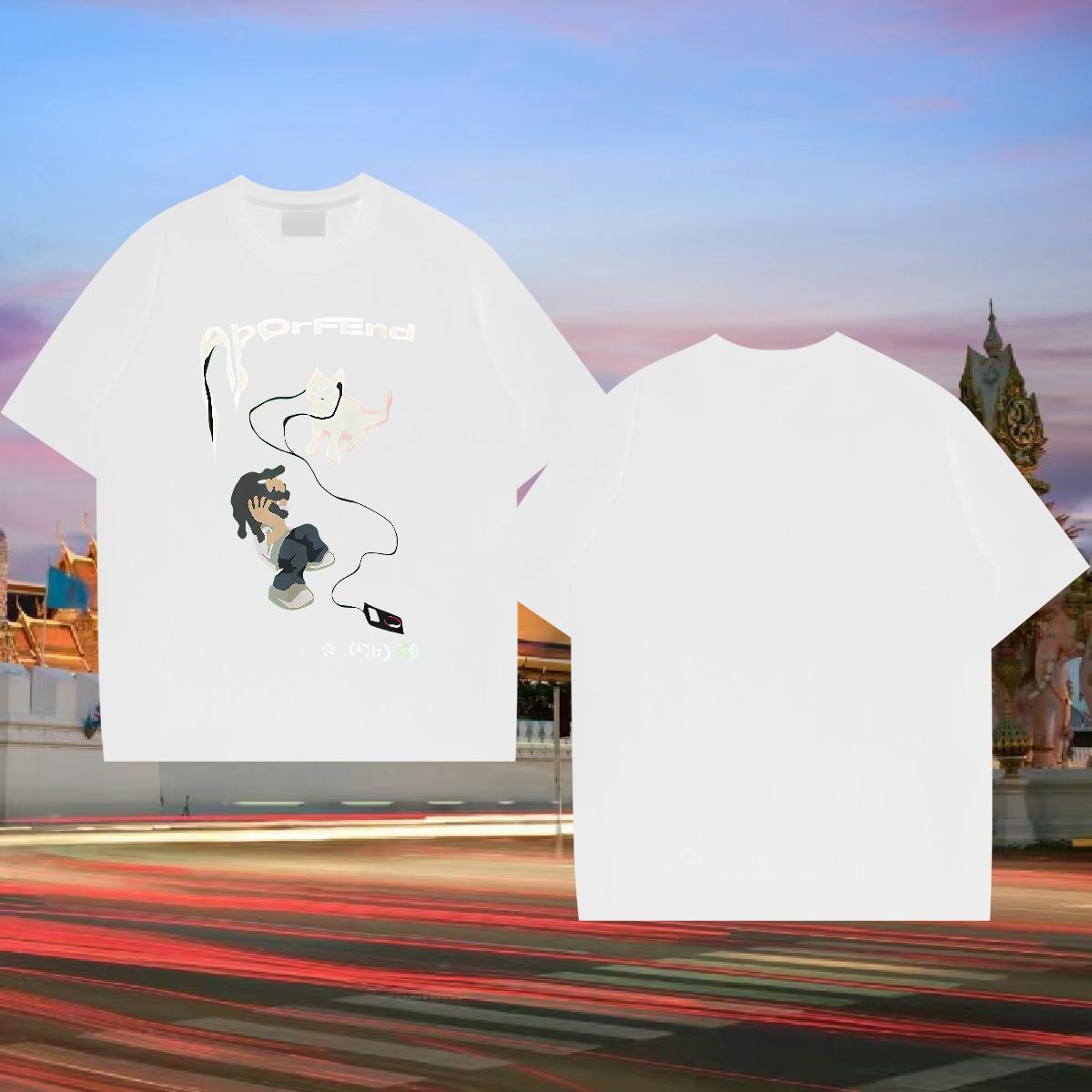 Custom Mens T Shirts 100% Cotton 230g cat Casual Beach Tee Shirt O Neck Short Sleeves Free Shipping Tshirt for Man Woman Custom Printed