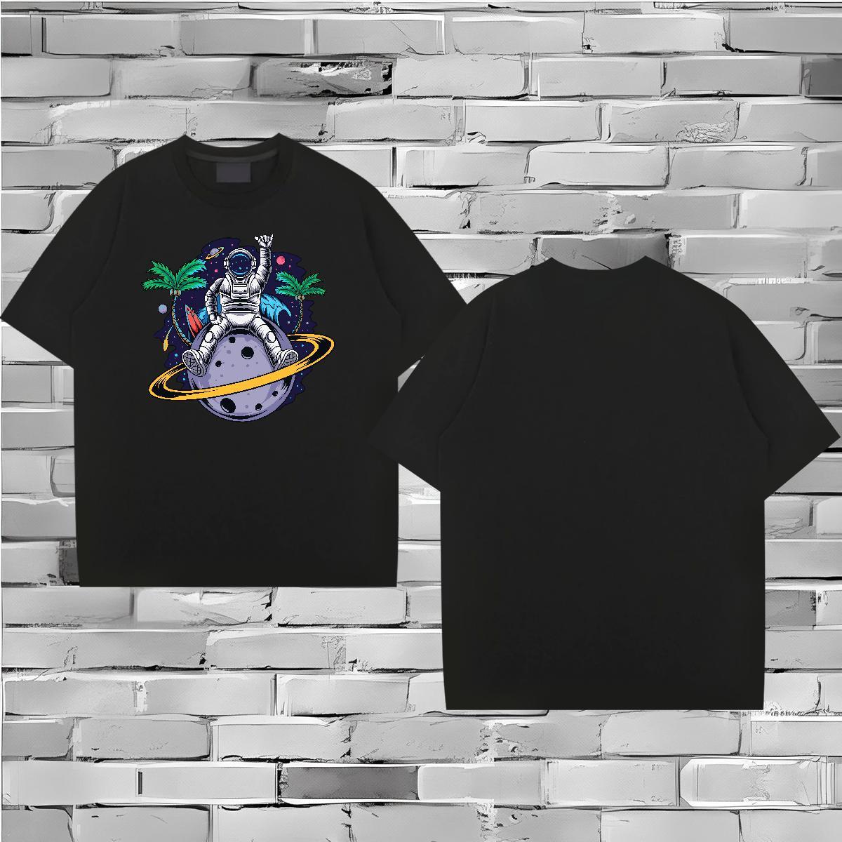 T Shirt For Man 230g Cotton outer space Street Wear Short Sleeve O-Neck Custom Printed Men Tees Fashion Designer Cool Design Polos