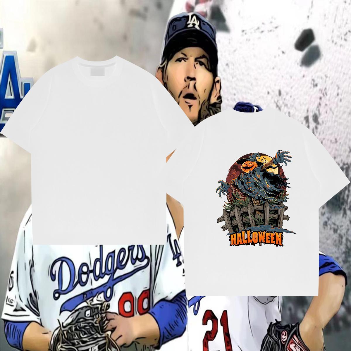 Wholesale Men T Shirts 230g Pure Cotton pumpkin Street Wear Crew Neck Breathable Loose Men Tops Tees Anime