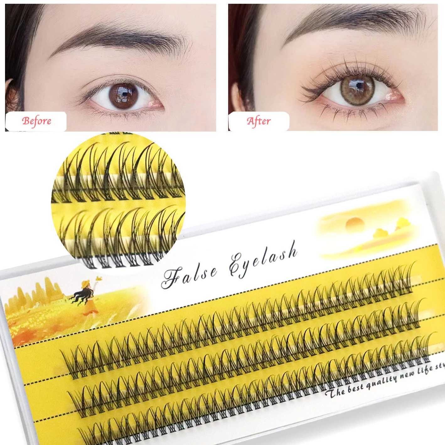 120 clusters/box natural eyelash cross style 0.07mm thick fish tail single cluster hair soft curly swallow tail false eyelashes W240803