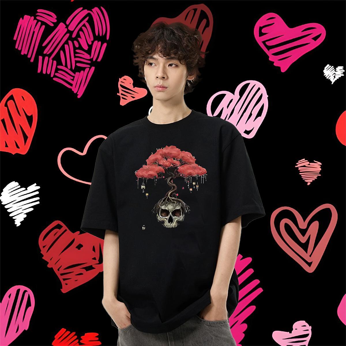 2024 T-Shirts tree Clothings 230g 100% Cotton Casual Unisex Custom Big Size Short Sleeve O-Neck Tshirts