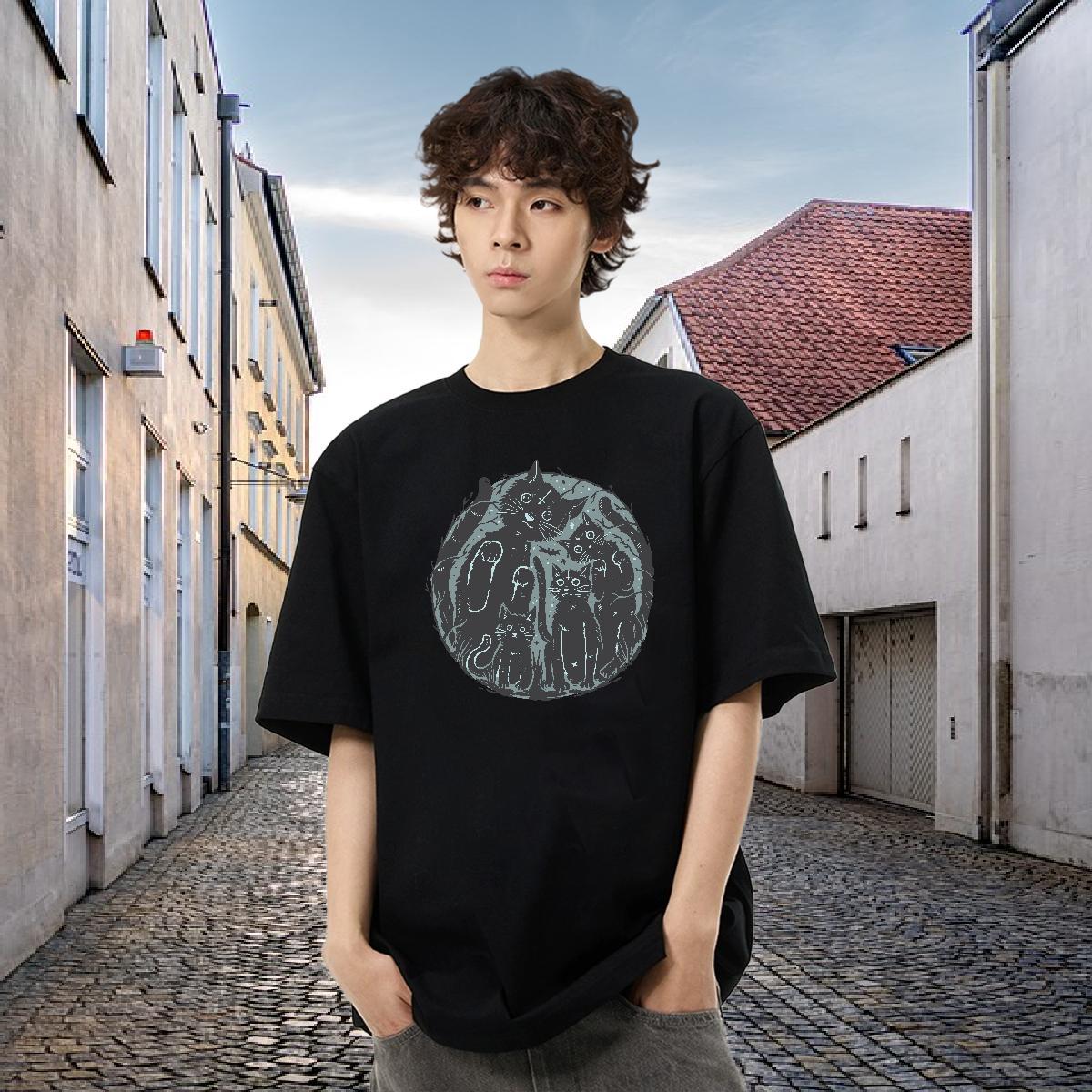 2024 Designer Mens T Shirts 230g Pure Cotton cat Sports Casual Tops Shirt Breathable Wholesale Tshirts Custom Anime