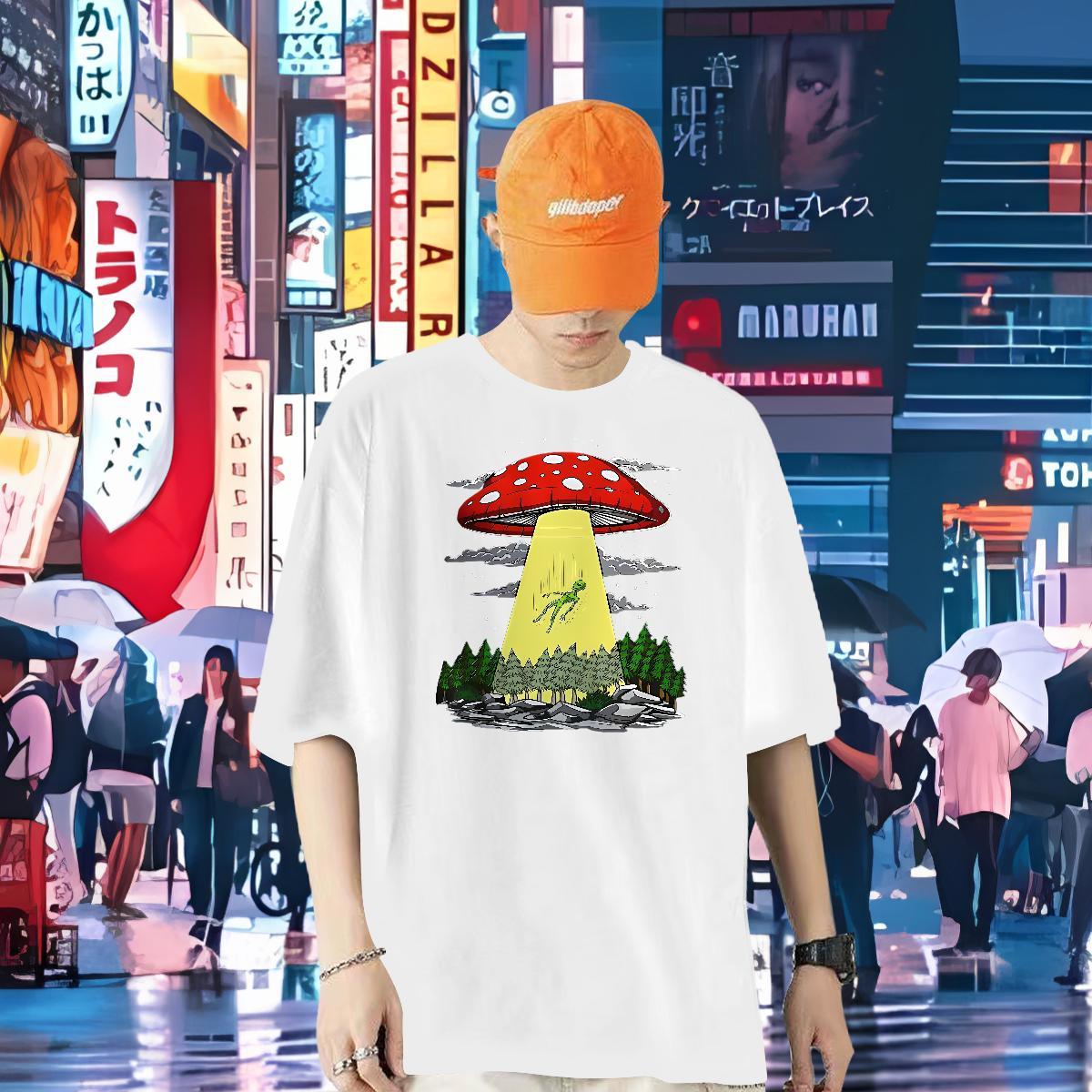 2024 Designer T-Shirts for Men 230g 100% Cotton mushroom Street Clothes Breathable Crew Neck Free Shipping Tshirts Plus Size Custom