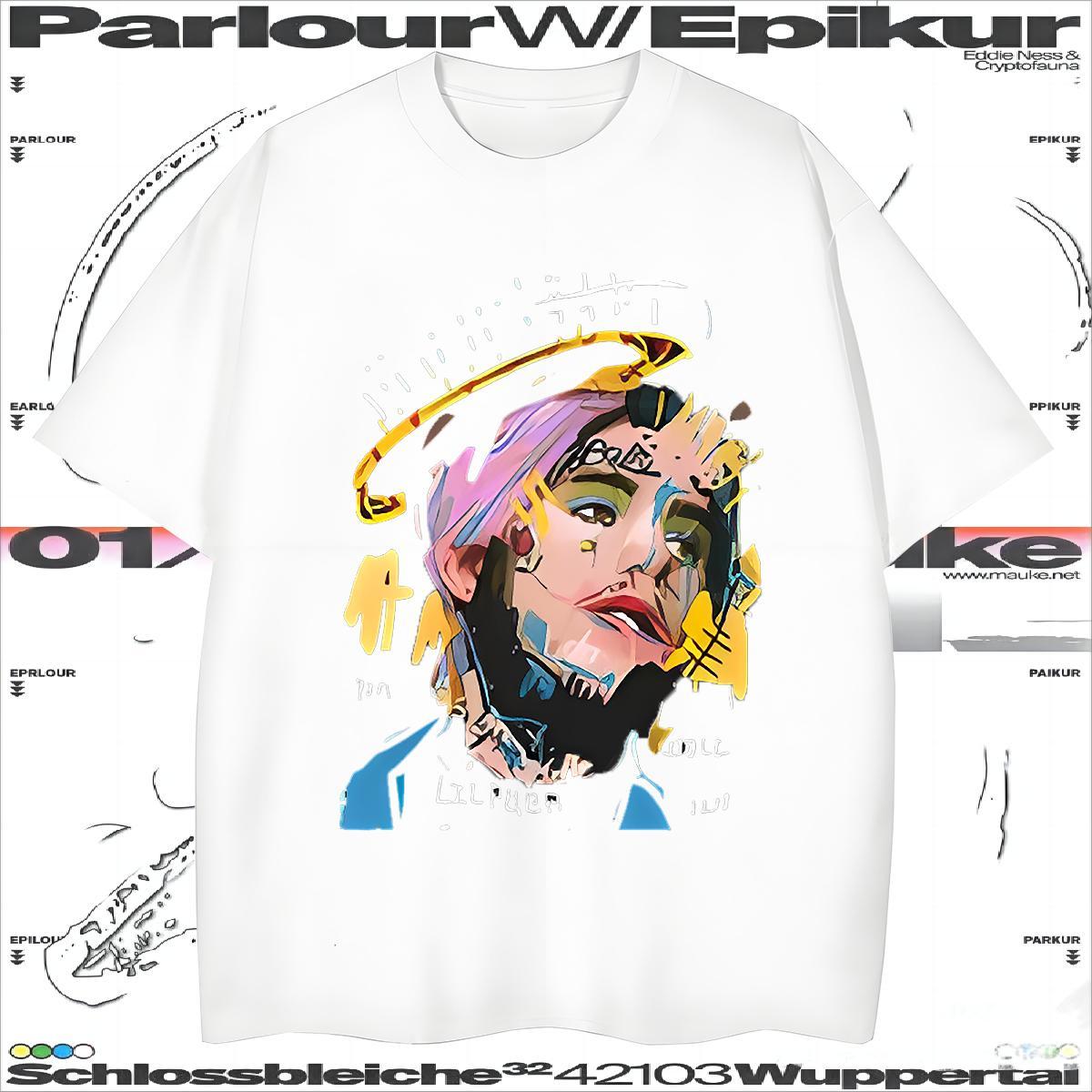 T shirt 230g 100% Cotton portrait Hip Hop Breathable Crew Neck Oversized Mens Tshirts Fashion Loose Tops Tees