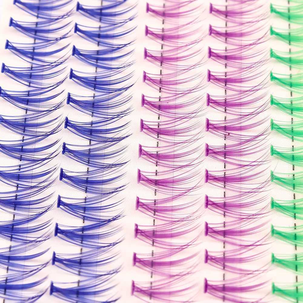 JMER Blue Purple Mixed Color Lash Clusters Lash Extension Natural Soft Volume Effect Artificial Rabbit Personal Makeup Cilias W240803