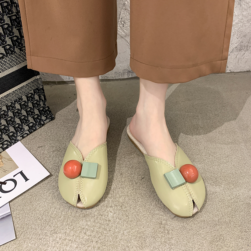 2021 Fashion Flat Beach Summer New Slippers Women Muller Fish Mouth Comfortable Ladies Shoes