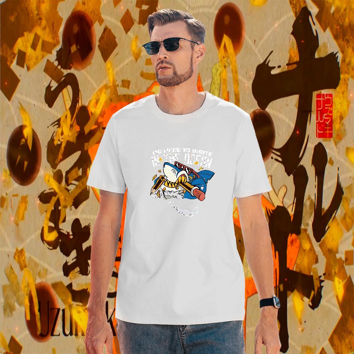 TOP Quality Mens Tshirts 230g Cotton shark Mens T Shirts Anime Printing Street O-Neck Short Sleeve Customized Print Free Shipping Tees