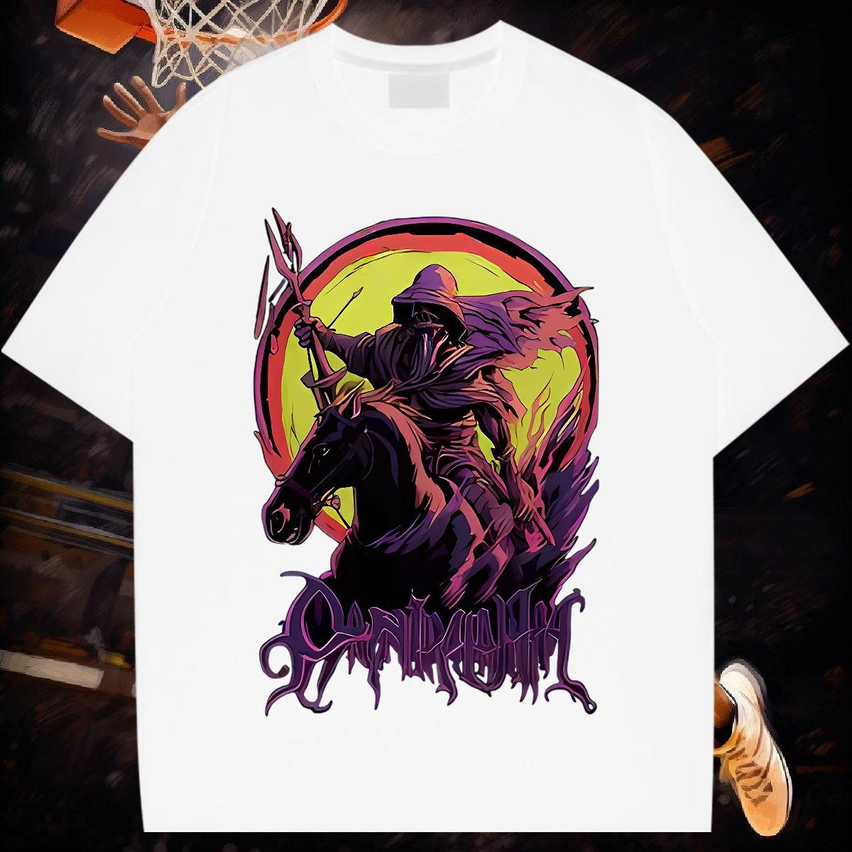 T Shirt For Man 100% Cotton 230g horse Home Outdoor Crew Neck White Plus Size Men Tees Factory Direct Cool Clothings