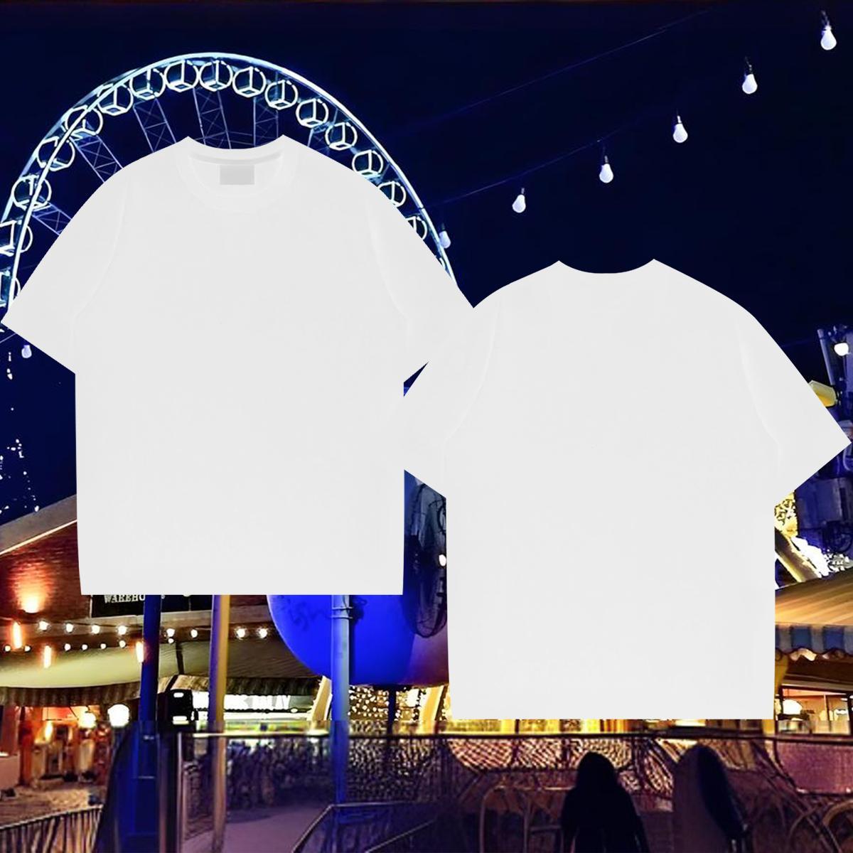 T Shirts Men 230g 100% Cotton Geometric line High Street Hip Hop Breathable Short Sleeve Custom Printing Tshirt for Man Woman 2024 DIY Comfortable Tsh