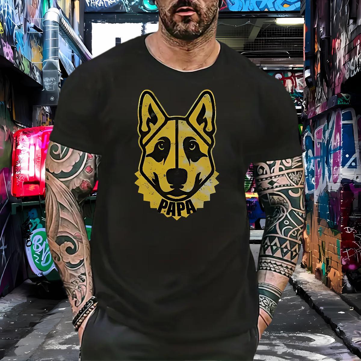 Fashion New T shirt 230g 100% Cotton dog Daily Outfit Tops Breathable Short Sleeve Cool Design Men Tees Custom Anime