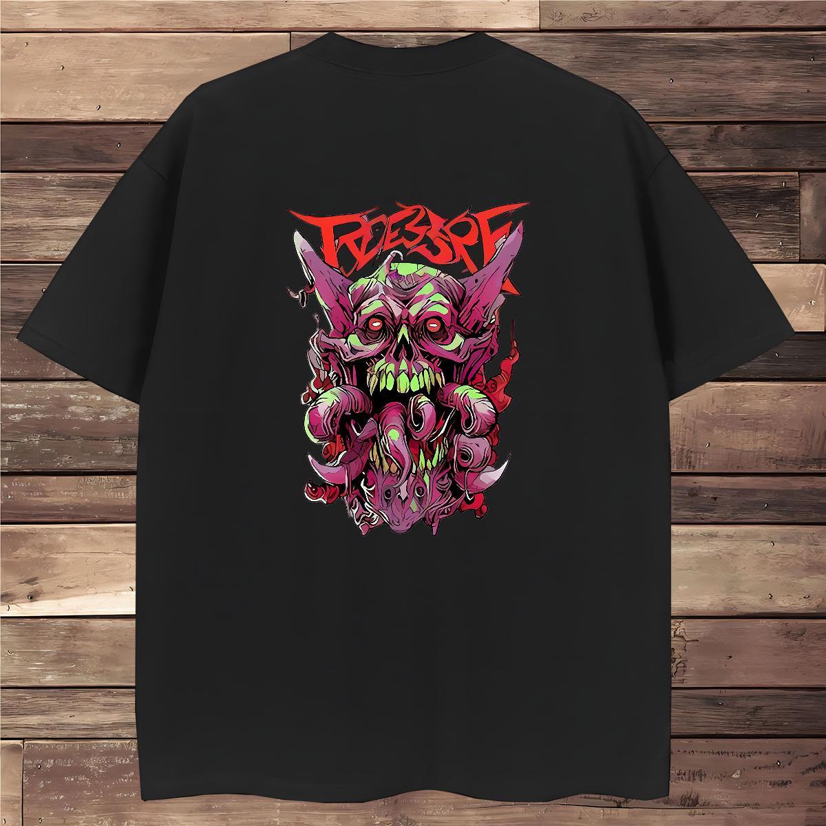 T-Shirts 230g Cotton Skull Sports Casual Breathable Soft Plus Size Cartoon Tshirts Fashion New Loose Fit Clothes