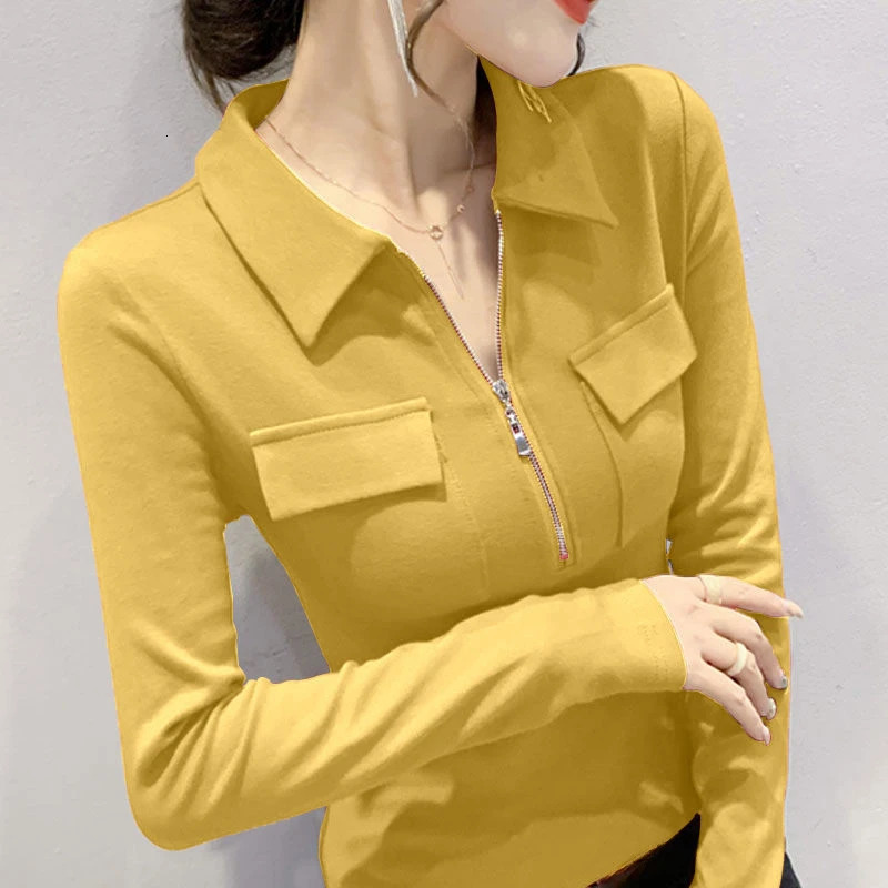 Tshirt Plain Blouse Woman Polo T-shirt Slim Top for Women Korean Fashion Tee Fine Elegant Emo Clothing Y 2k Harajuku O 240806