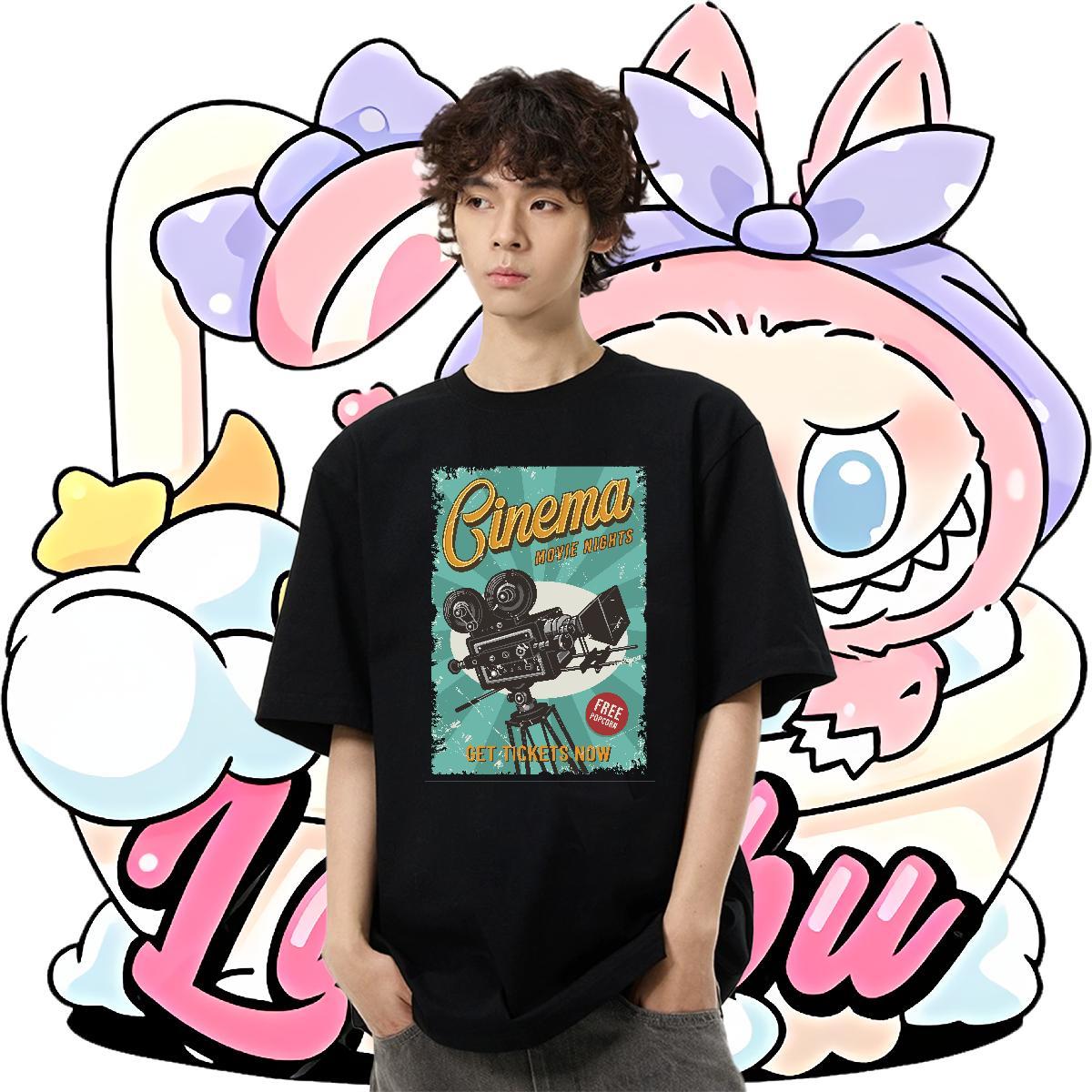 Soft Couples T Shirts 230g Pure Cotton High Street Hip Hop tool Custom Printed Breathable Crew Neck New Designer T Shirt For Man Clothes