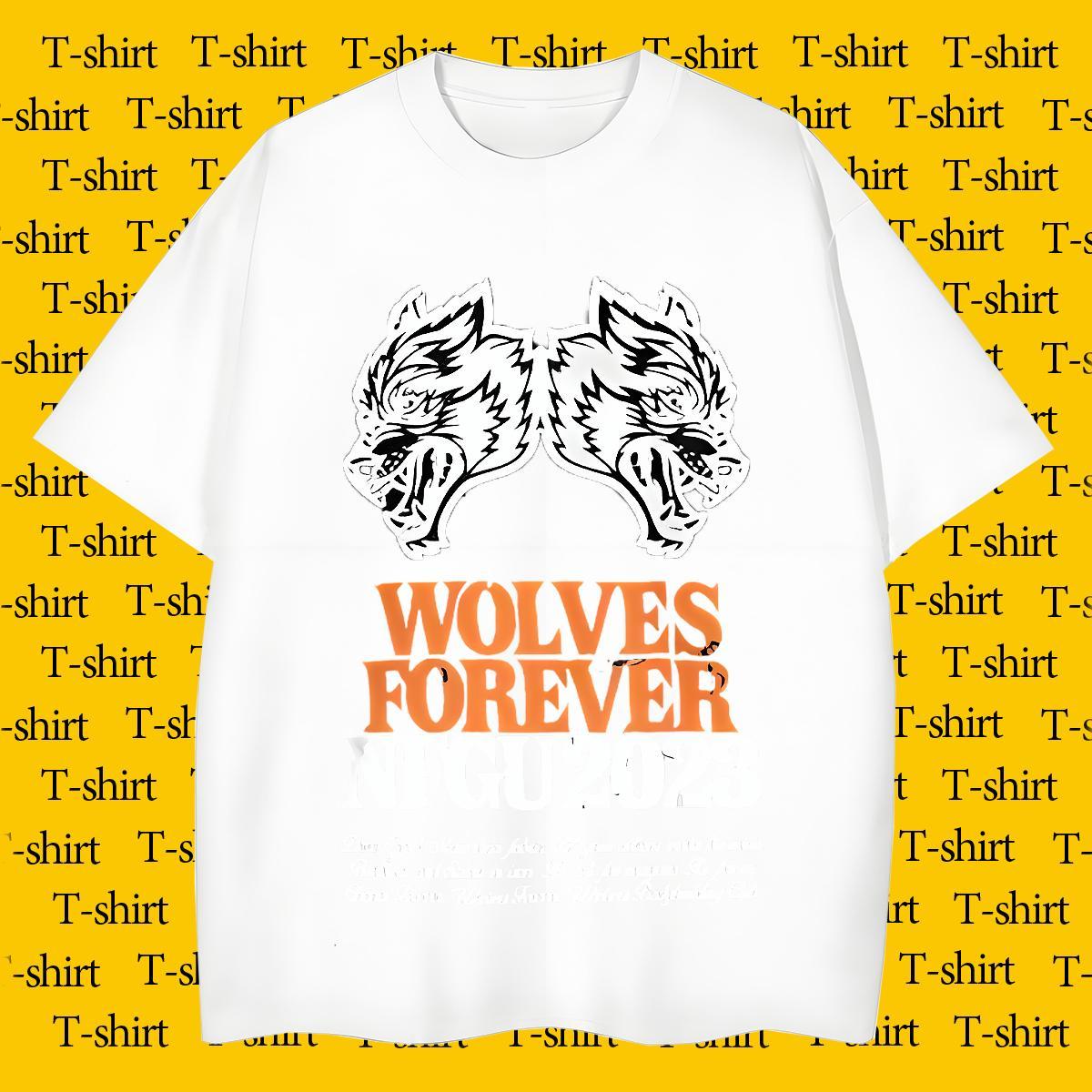 T Shirts Men 100% Cotton 230g wolf Anime Printing Street O Neck Short Sleeves Custom Printed Men Tshirts 2024 Summer High Quality Tees Shirts