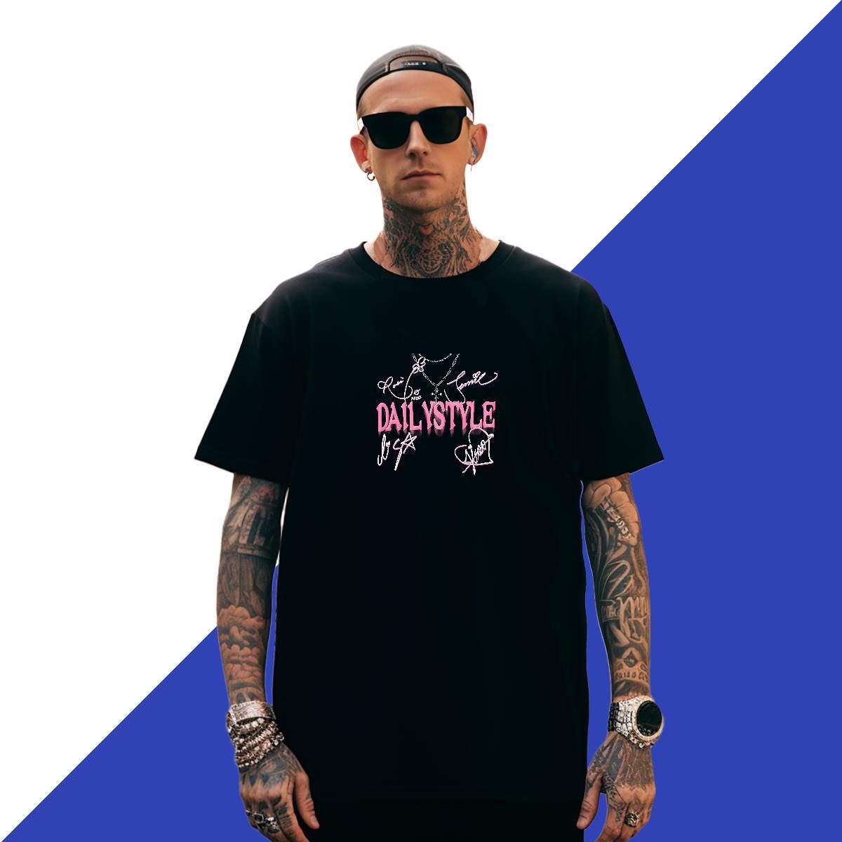 Classic Couples T Shirts 230g 100% Cotton Street wear Hip Hop letter Skull Breathable Crew Neck Brand T-Shirts for Men Tshirts