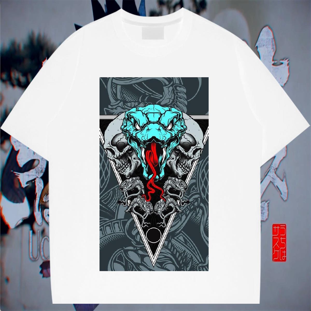 Wholesale Tshirts 230g Cotton Hip Hop snake Oversized 4XL Short Sleeve O-Neck Designer Fashion Mens T Shirts Tees