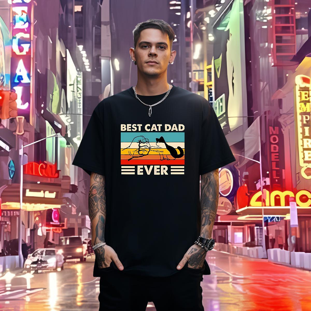 Classic T Shirts Men 230g Pure Cotton cat Beach Clothings Breathable Loose Fit Men Tshirts Skull