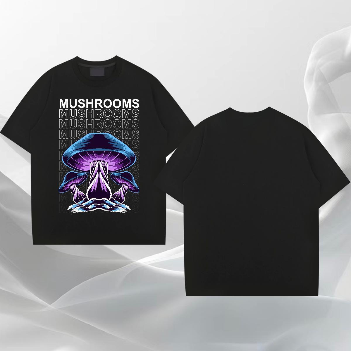 Free Shipping Men Tops Tees 230g Cotton Daily Wear mushroom DIY Printed O Neck Short Sleeves Fashion Designer T-Shirts for Men Tops Shirt