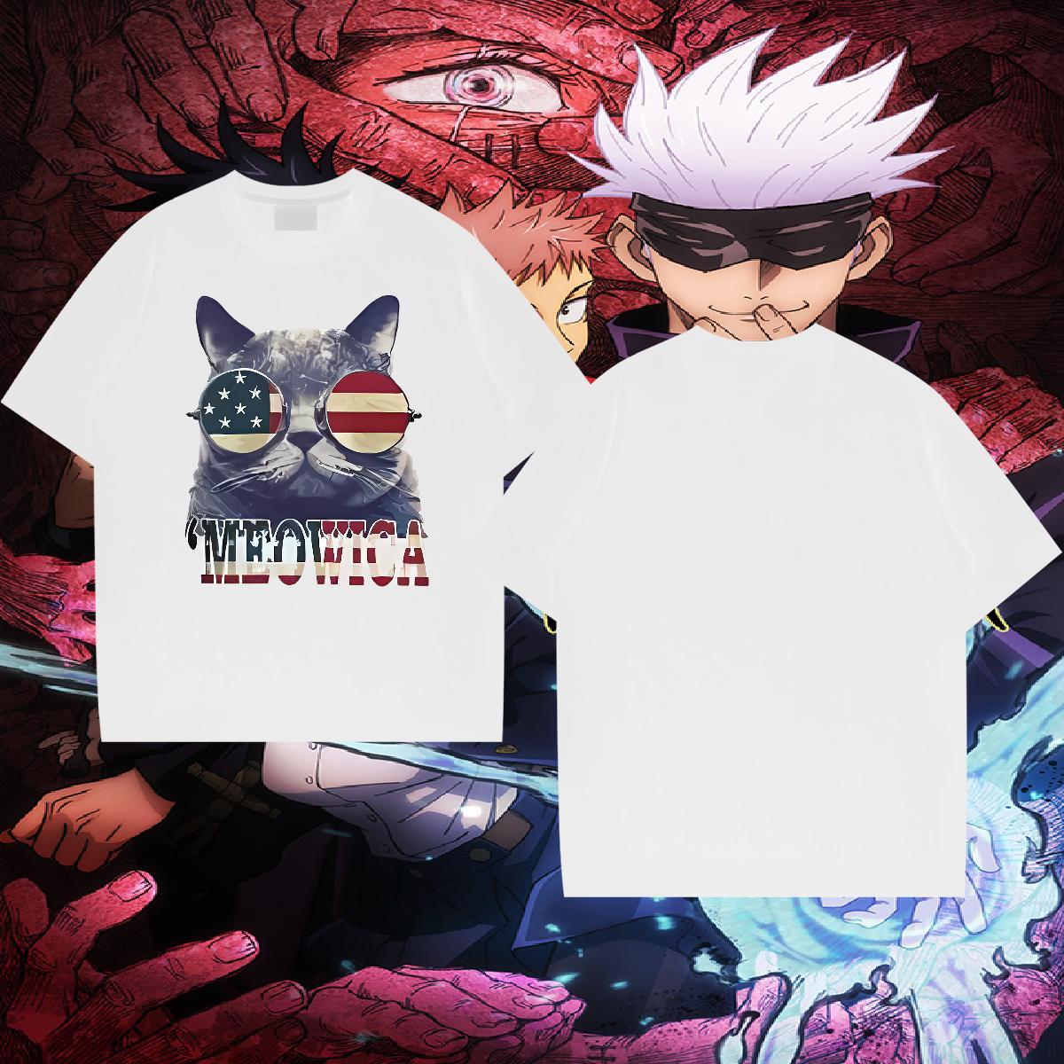 Free Shipping Mens Tshirts 230g Pure Cotton cat T-Shirts Street Breathable Crew Neck Oversized 4XL Classic Tee Shirt