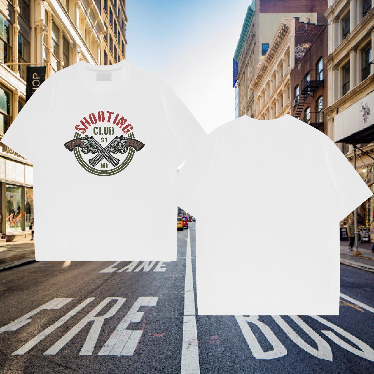 Mens T Shirts 230g Cotton gun Street Wear Breathable Customized Print Tshirt for Man Woman Classic Wholesale Clothes