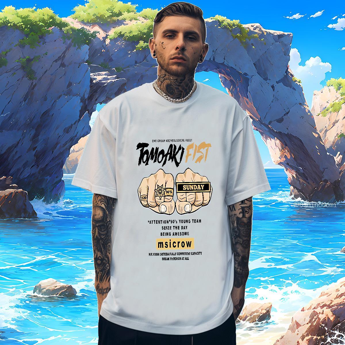 Mens T Shirts 230g Cotton hands Street Casual Breathable Short Sleeve Black White Tshirts 2024 High Quality Tees Shirts