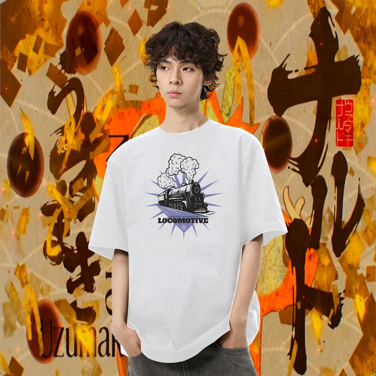 High Quality Couples T Shirts 230g Pure Cotton Street Wear train Black Oversized Breathable Fashion Design T shirt Tees Shirts