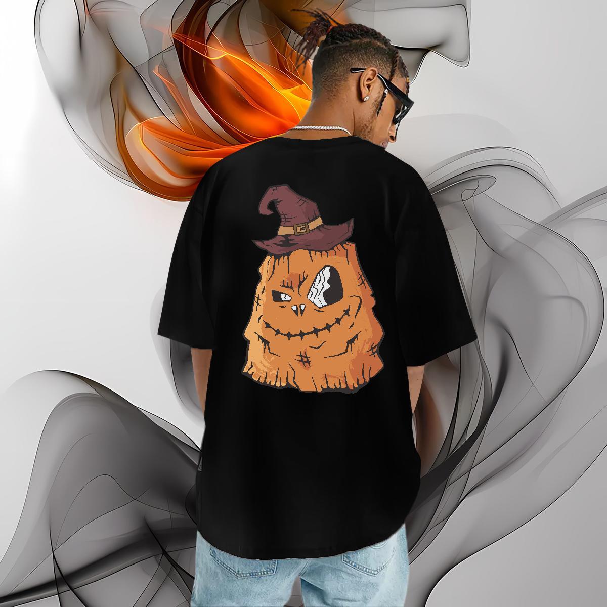 2024 DIY Man T Shirts 230g Cotton pumpkin Daily Wear Tops Breathable Short Sleeve Popular Mens Tshirts Cartoon Print