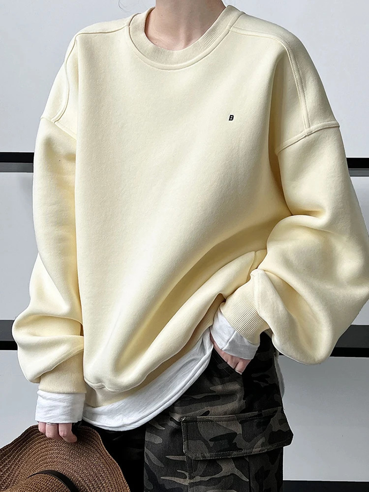 Women Sweatshirt Autumn Round Neck Long Sleeve Loose Pullover Casual Versatile Tops Solid Color Overzised Hoodie 240806