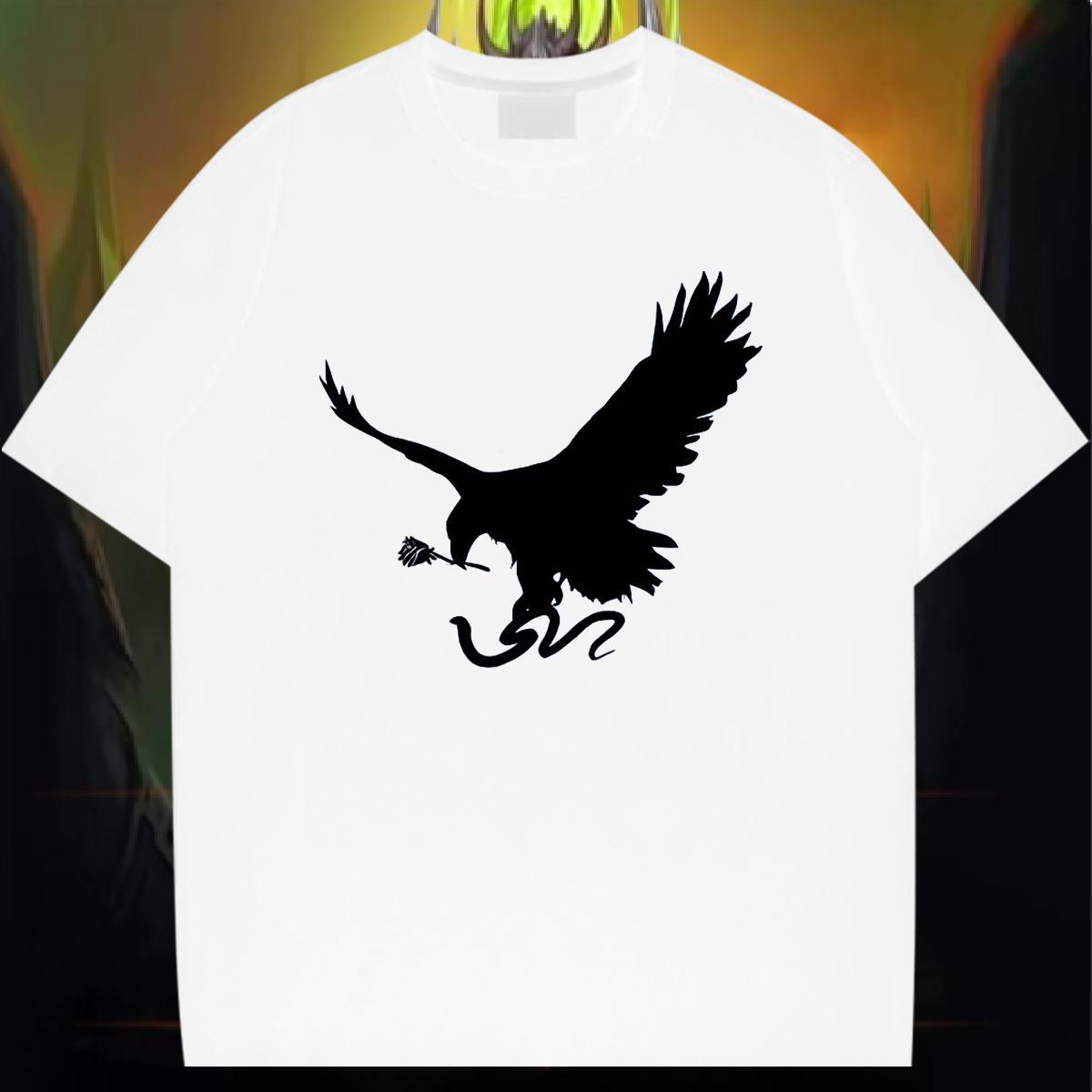 Custom T-Shirts for Men 230g Cotton eagle Street Casual Tshirts Short Sleeve O-Neck Loose Men Tops Tees Anime Print
