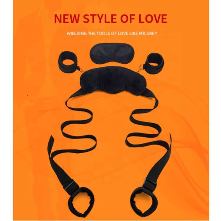 Wholesale Black Wolf Hot Selling SM Slave Bed Bondage Restraint Open Legs With Neck Handcuffs Ankle Cuff Set Couple