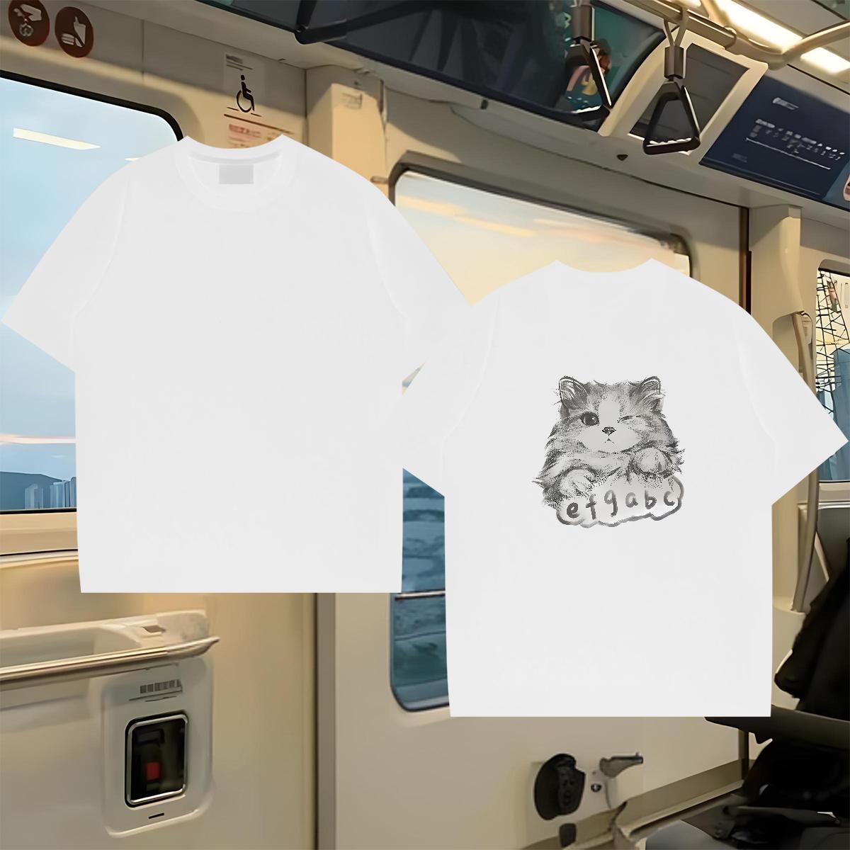 Brand T Shirt For Man 230g Pure Cotton cute Hip Hop Street Tops Crew Neck Wholesale Men Tshirts Custom Print Plus Size