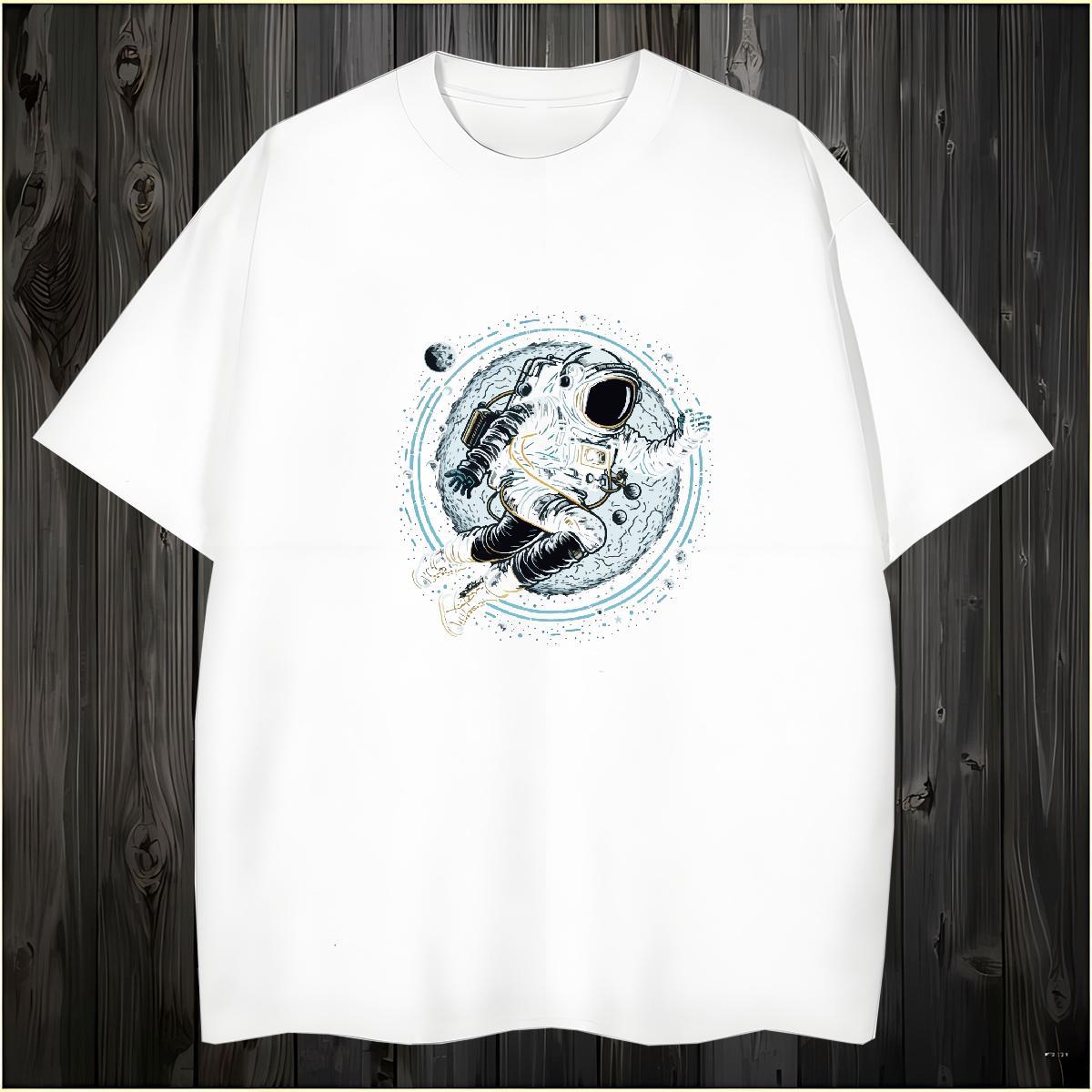 T Shirt For Man 230g Cotton universe Sport Crew Neck Breathable Custom Print Plus Size Tshirts Fashion Unisex Wear