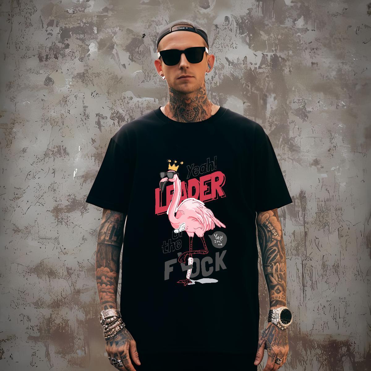 T Shirts Men 230g 100% Cotton bird Outdoor Breathable Crew Neck Floral Print Tshirt for Man Woman Brand Cool Polos