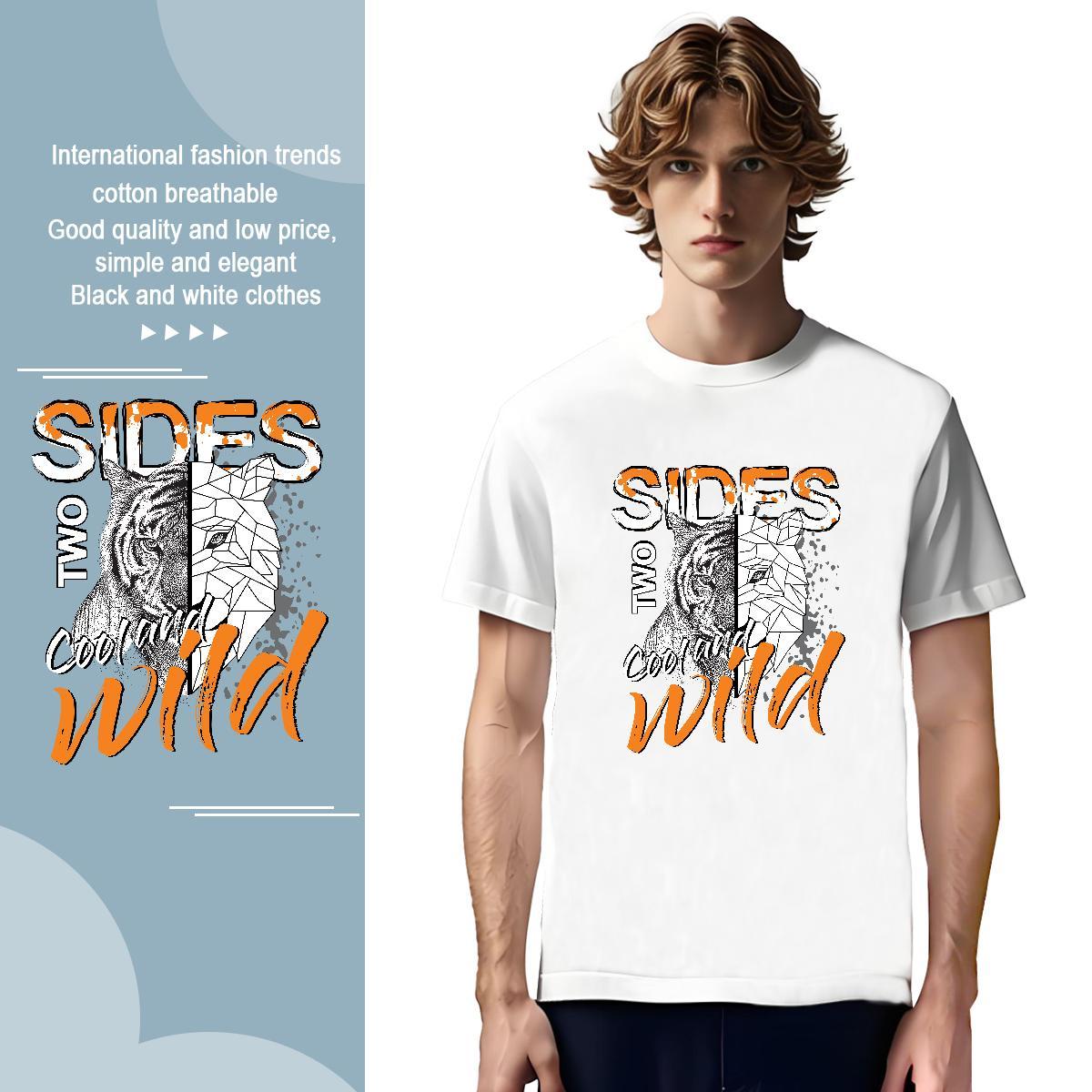 T Shirt For Man 230g 100% Cotton Street Casual Breathable Short Sleeve DIY Men Clothes T-Shirt Classic Cool Design Tshirts