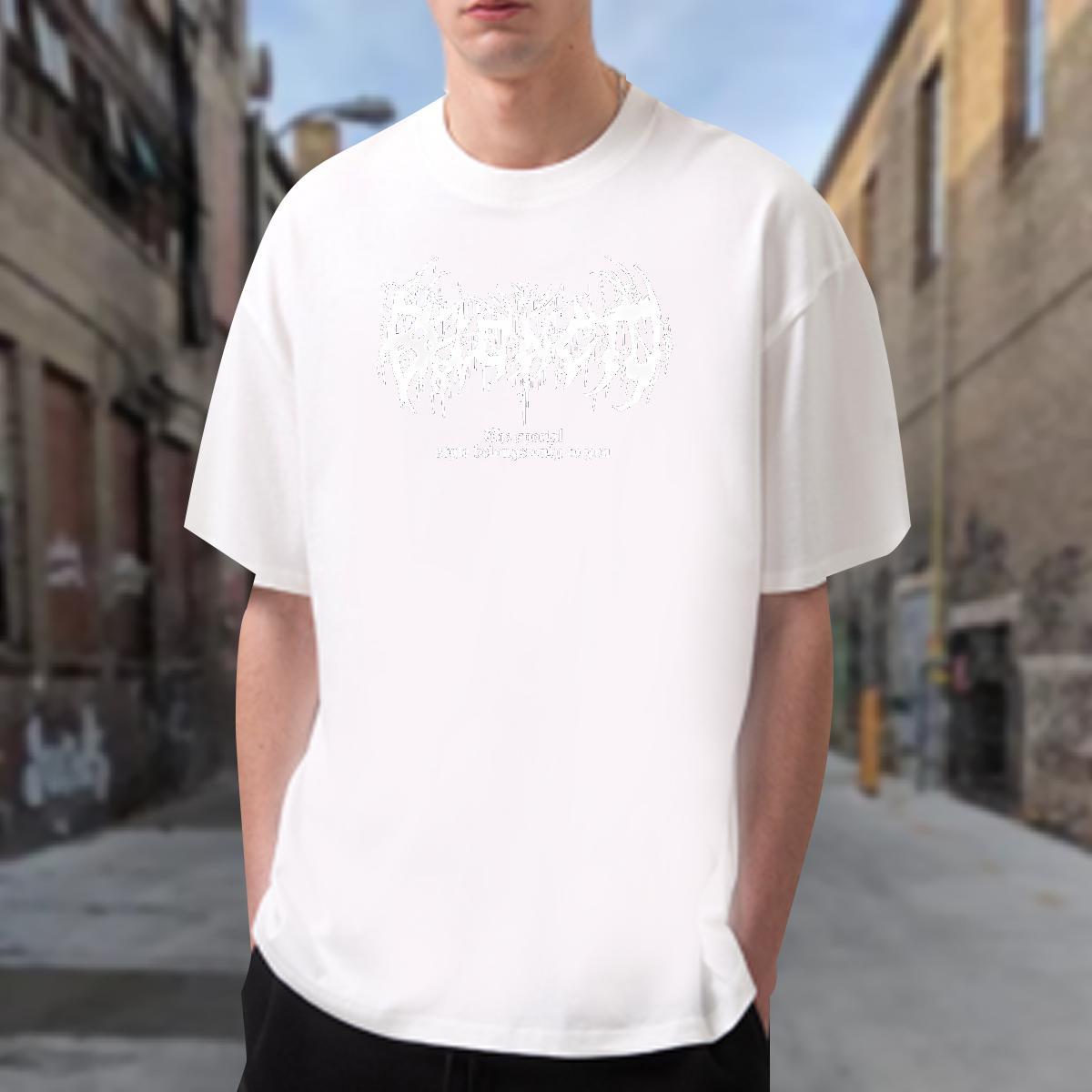 T-Shirts 230g 100% Cotton Lines Casual Beach Round Neck Short Sleeve Cartoon Printing L-4XL Men Tees Fashion Casual Loose Fit Polos