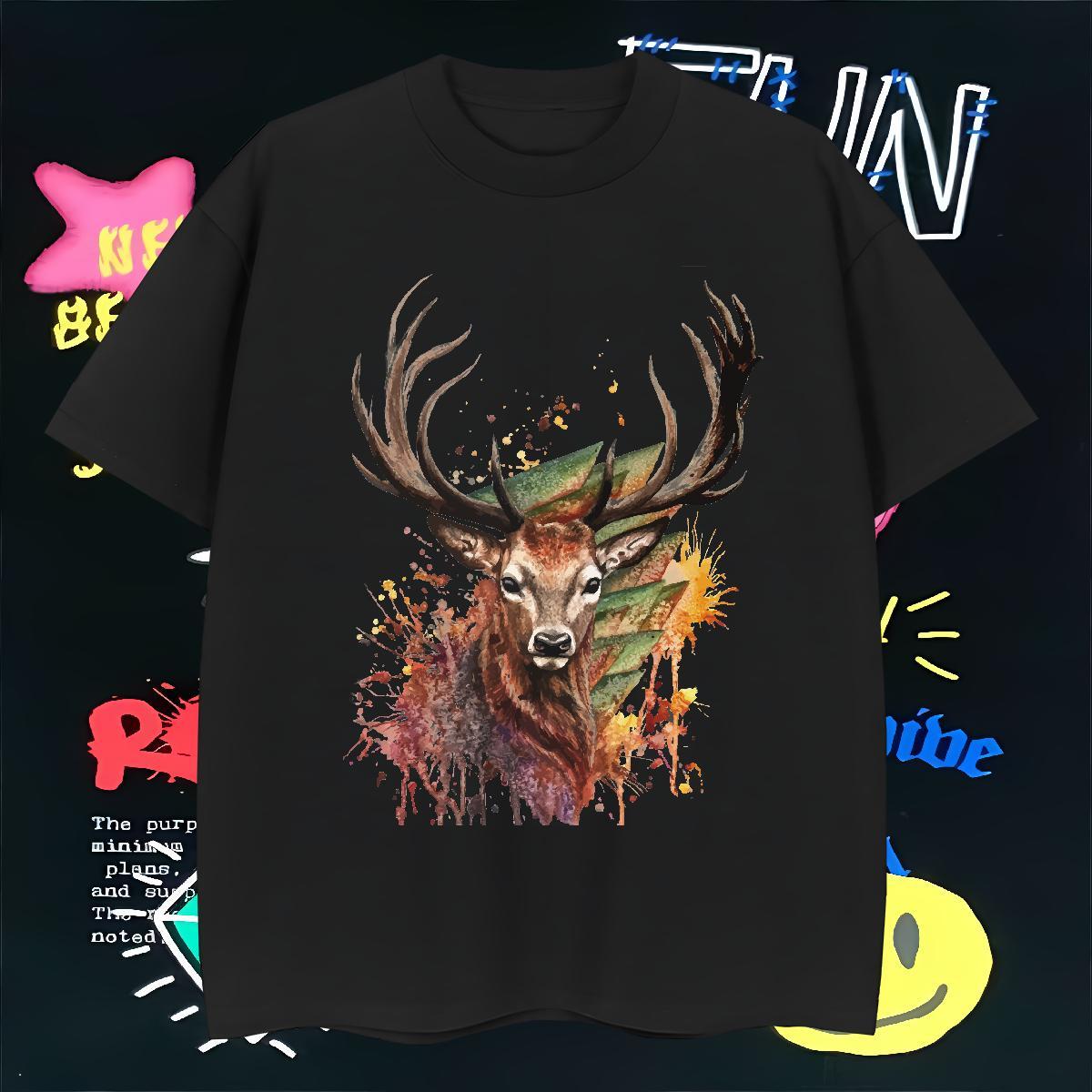 Men T Shirts 230g 100% Cotton Deer Daily Wear Crew Neck Plus Size Custom Mens Tshirts Stylist Classic Tops Shirt