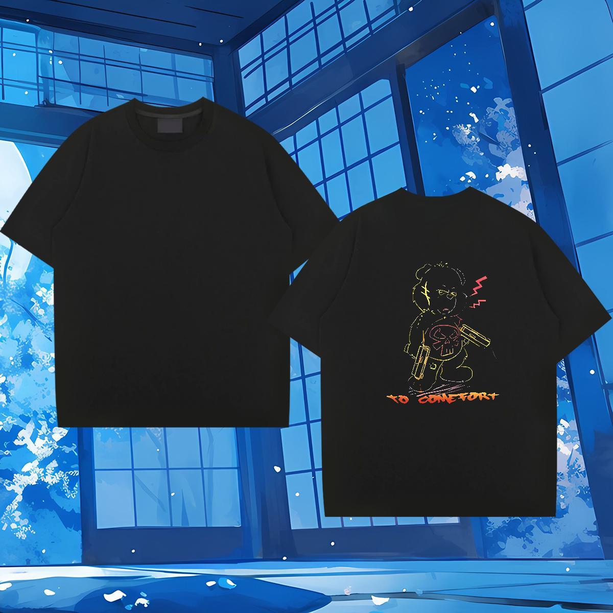 Casual New T Shirts Men 230g Cotton bear Spring Summer Wear Short Sleeve O-Neck High Quality Tshirts DIY Printed