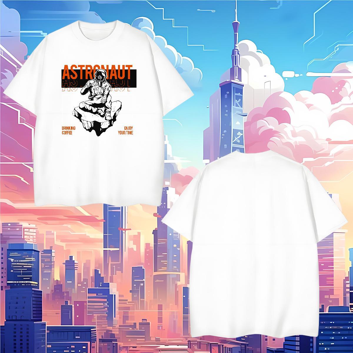 Man T Shirts 100% Cotton 230g universe Casual Daily Wear Crew Neck Skull Tshirt for Man Woman 2024 Designer Classic Tshirts