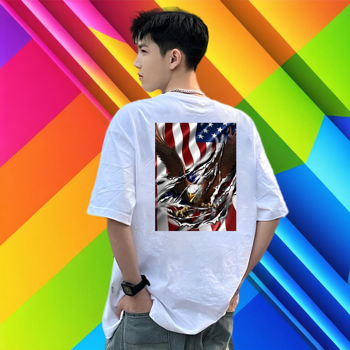 2024 Men T Shirts 100% Cotton 230g eagle Sports Casual Clothings Round Neck Short Sleeve Soft Men Tops Tees DIY Printed