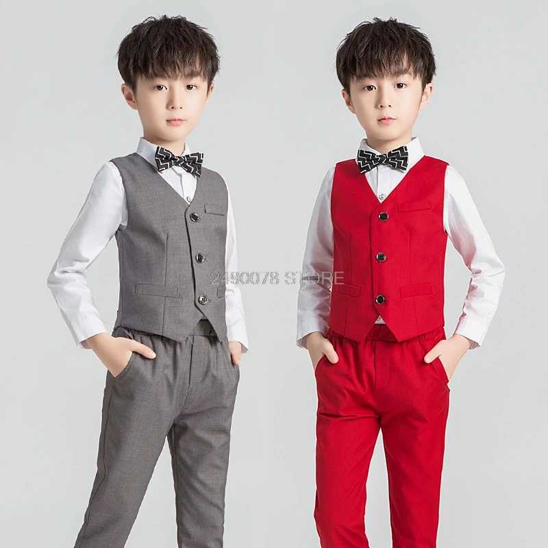 Suits Kids sets for boys Brand Children Suit Kids Formal Birthday Dress Weddings Clothe Set Baby jacket Vest Pants bowtie 4pcs Suit