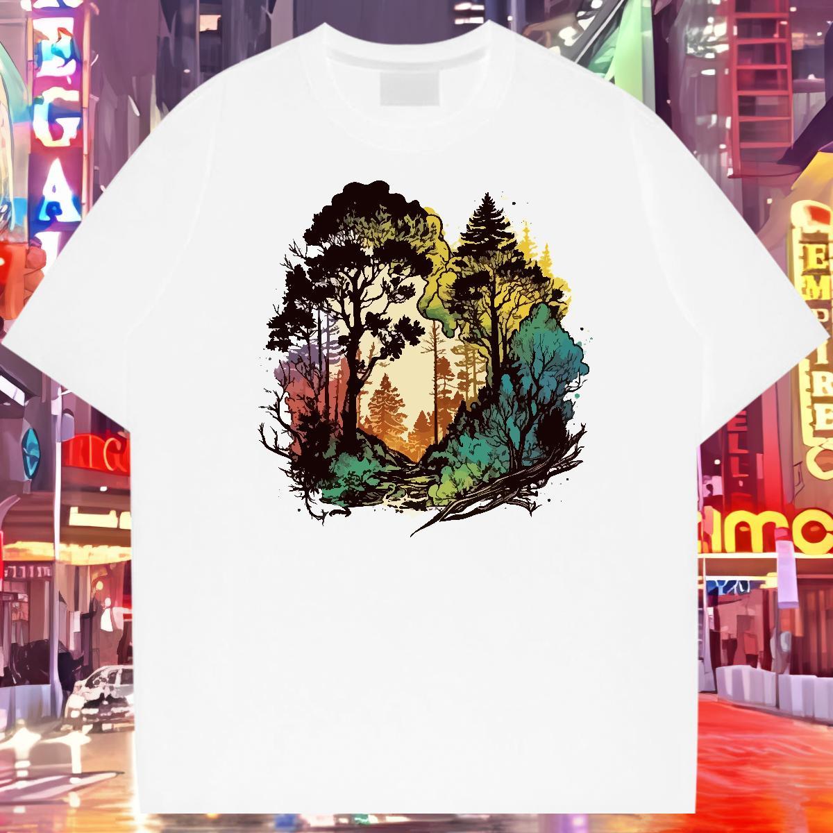 Fashion Mens T Shirts 230g Cotton tree Summer Casual Polos O Neck Short Sleeves Comfortable Men Tees Plus Size Custom