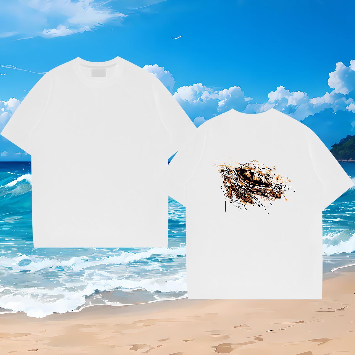 Brand T-Shirts 230g 100% Cotton tortoise Street wear Hip Hop Tops Tees Short Sleeve O-Neck Soft Men Tshirts Cartoon Printing L-4XL