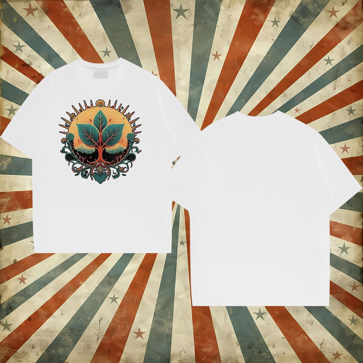 Custom T Shirt For Man 230g Pure Cotton tree Street Tee Shirt O Neck Short Sleeves Classic Mens Tshirts Custom Big Size