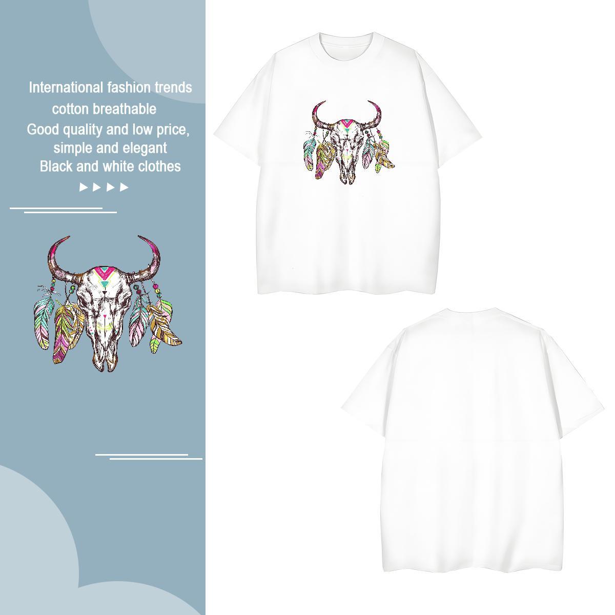 Cool Men Tops Tees 230g Pure Cotton Deer T Shirt For Man Daily Outfit O-Neck Short Sleeve Customized Print Fashion New Clothings