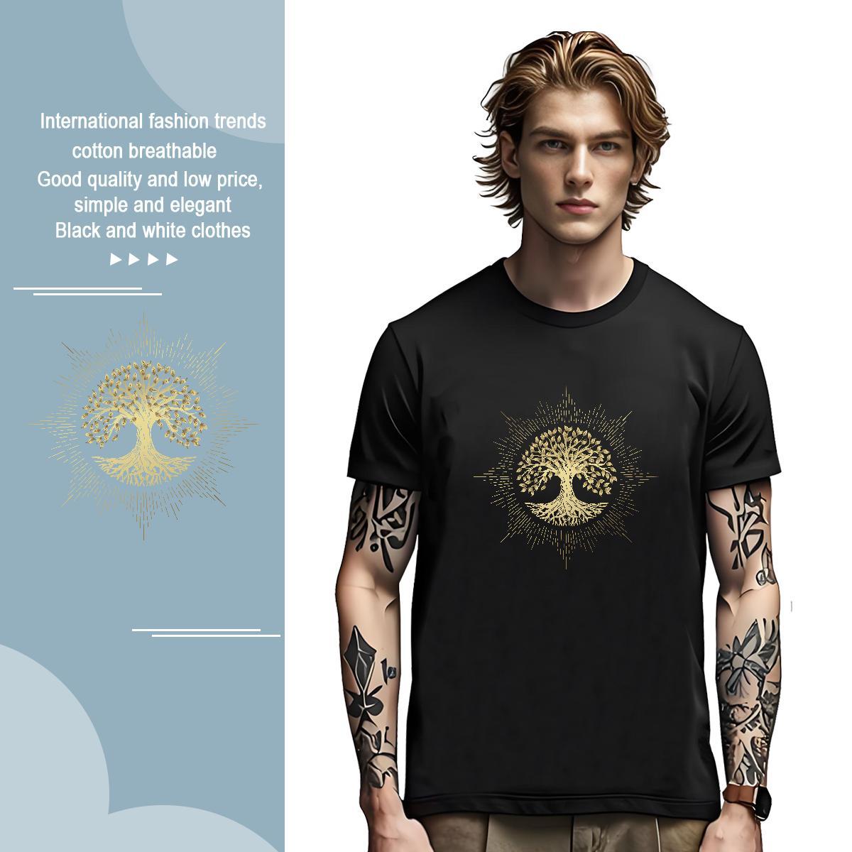 T shirt 230g 100% Cotton tree Casual Beach Pure Cotton Oversized 4XL Men Tees Customized Free Shipping Tshirts