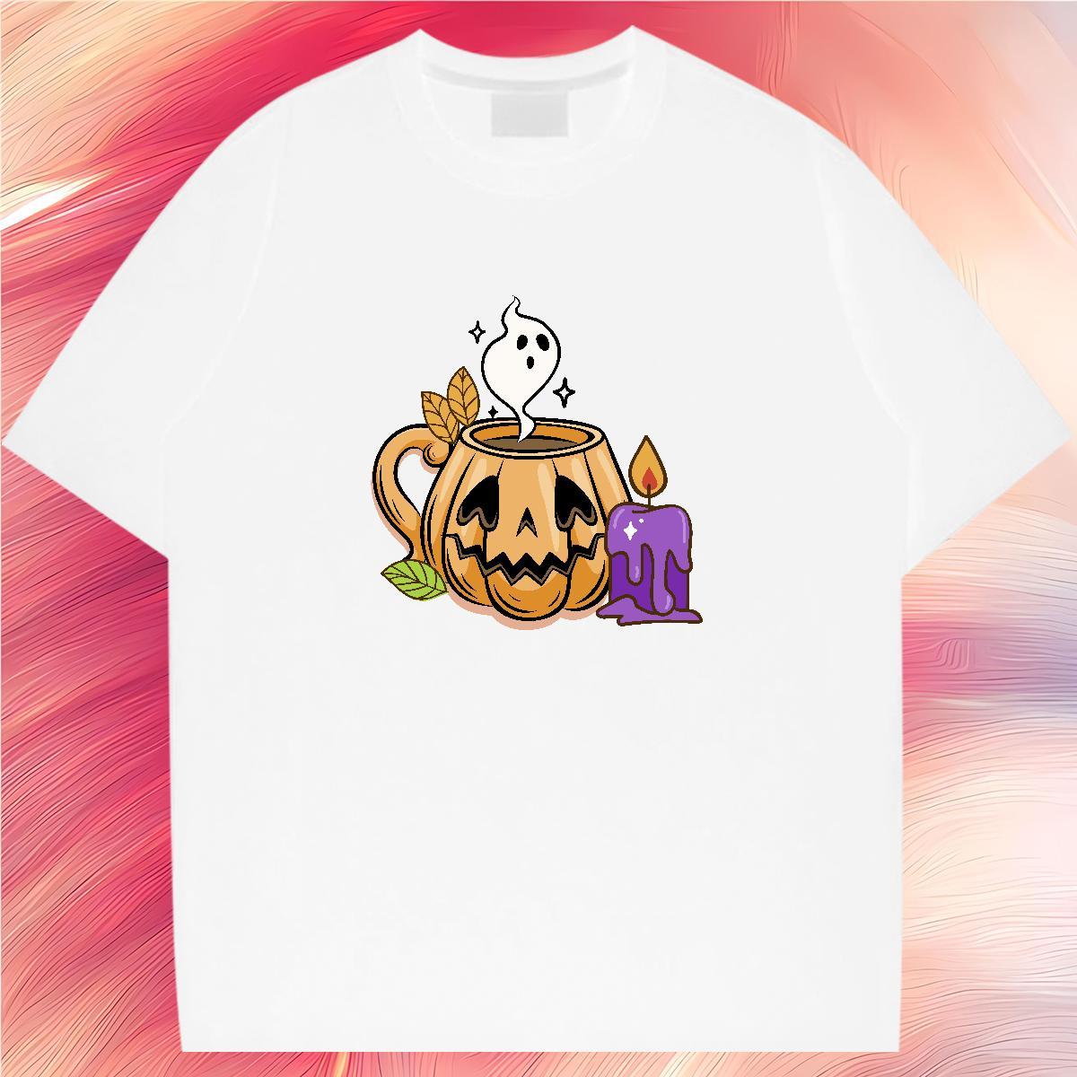 2024 T-Shirts for Men 100% Cotton 230g pumpkin High Street Hip Hop Clothings Round Neck Short Sleeve Cool Men Clothes T-Shirt Cartoon Print