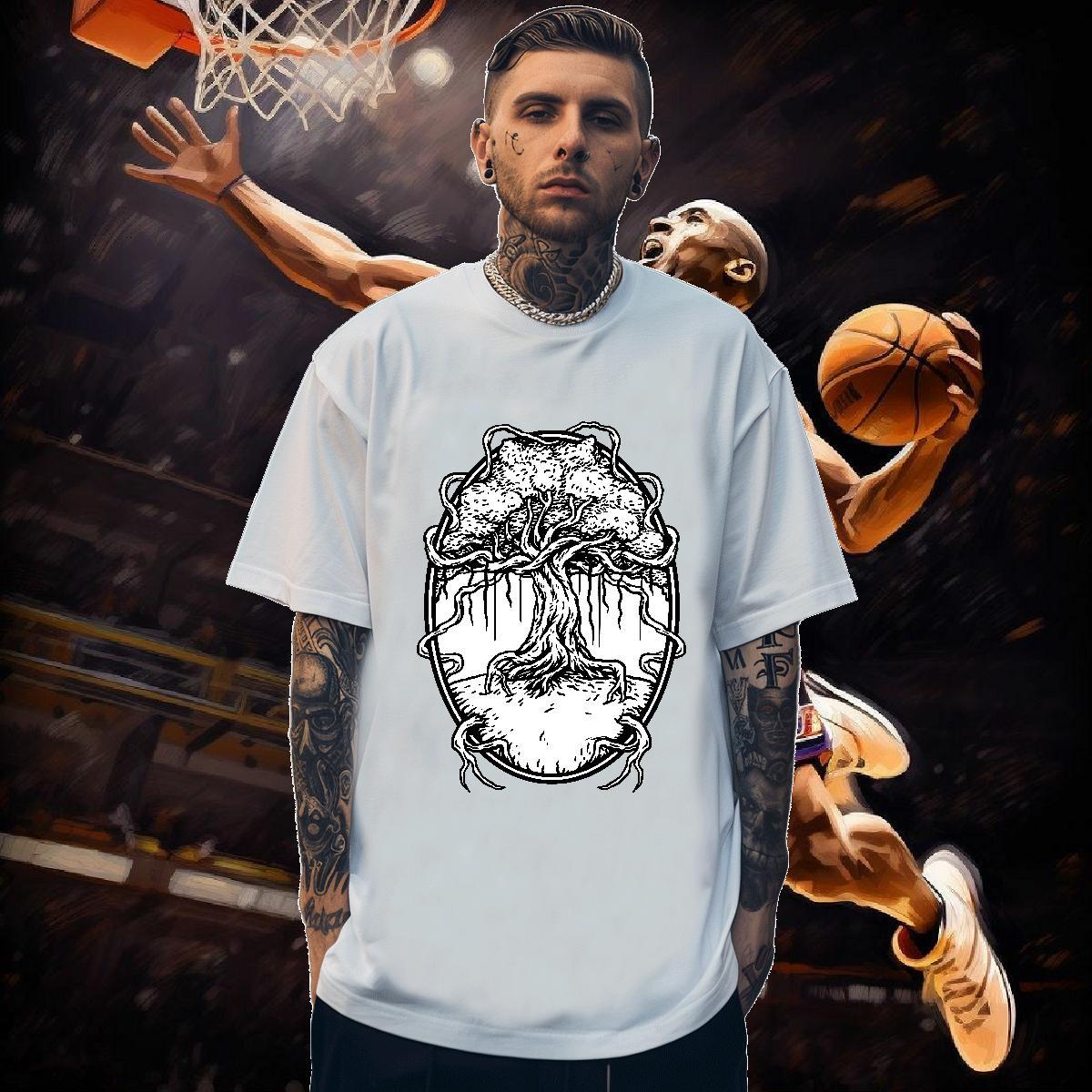 Men T Shirts 230g 100% Cotton tree Street Casual Breathable Short Sleeve Custom Big Size Mens Tshirts Brand TOP Quality Top Tees