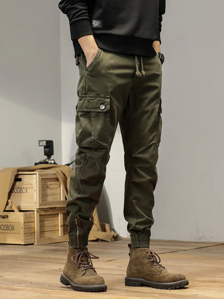 Multi-Pockets Spring Summer Cargo Pants Men Streetwear Zipper Leg Skinny Work Joggers Cotton Casual Tactical Trousers 240806
