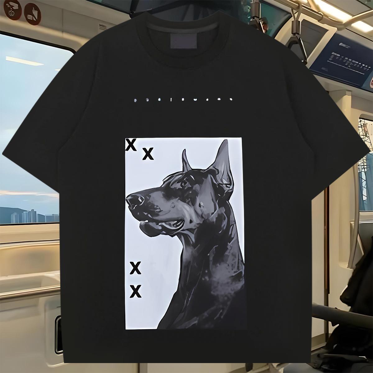 2024 New Man T Shirts 100% Cotton 230g dog Daily Wear Tee Shirt Breathable Short Sleeve Unisex Men Tees Skull